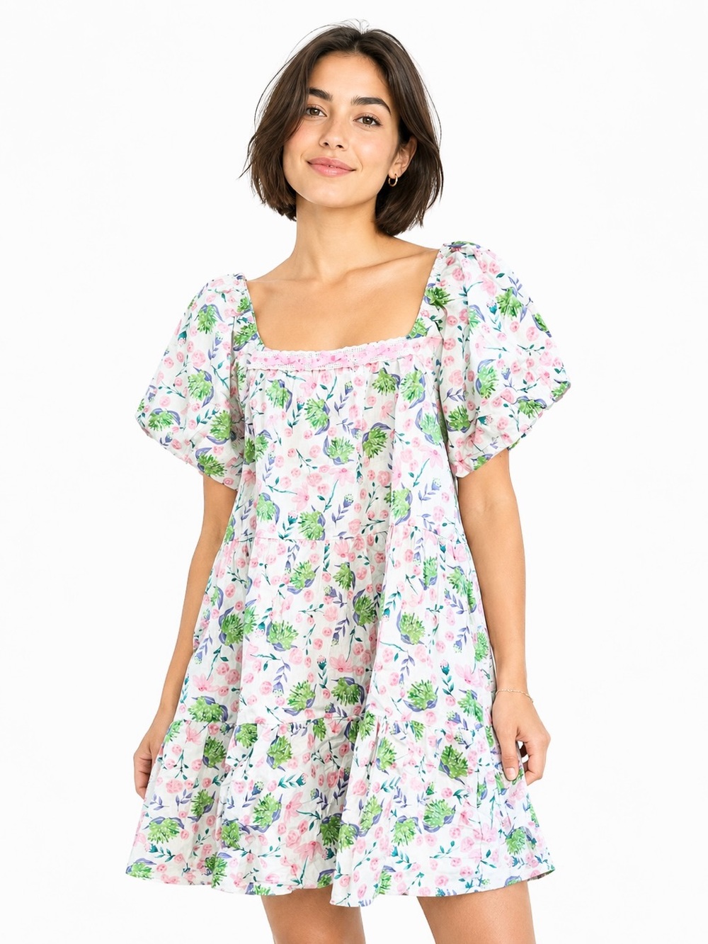 Umgee Floral Babydoll Mini Dress with Pockets